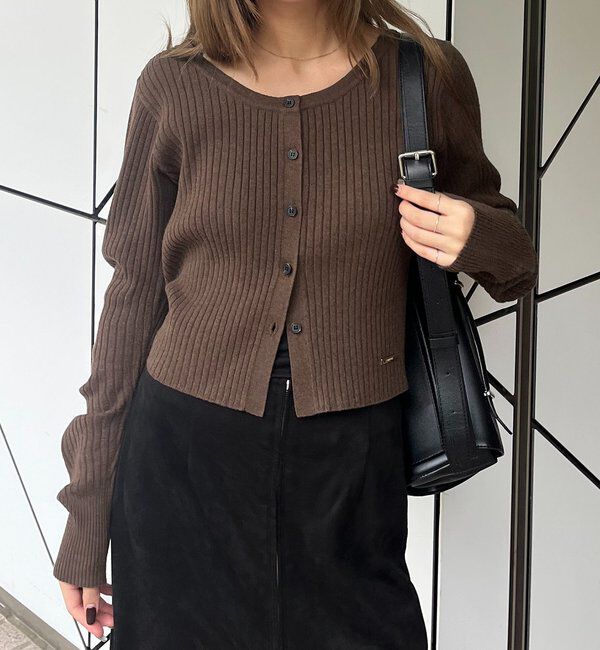  「【新色/オフホワイト】【前後2WAY】カーブスリーブリブニット」|カーディガン|