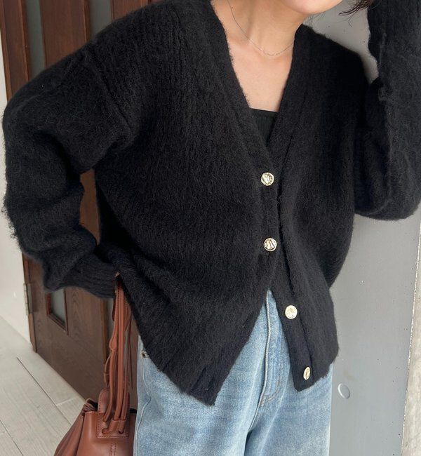  「ニュアンスボタンレイヤード風カーディガン」|カーディガン|