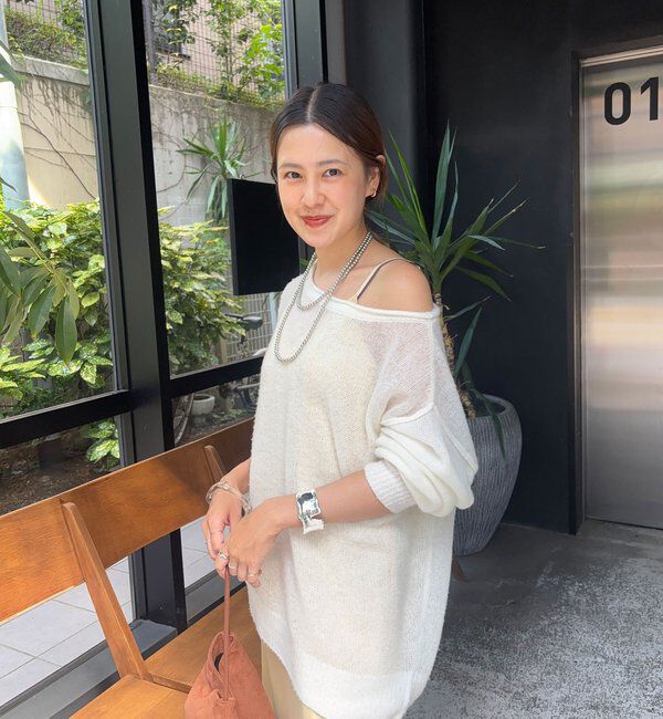  「《インフルエンサー@kanako_ikiコラボ》シアーウールプルオーバー」|ニット・セーター|オフホワイト