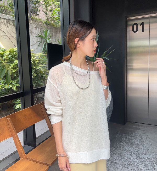  「《インフルエンサー@kanako_ikiコラボ》シアーウールプルオーバー」|ニット・セーター|