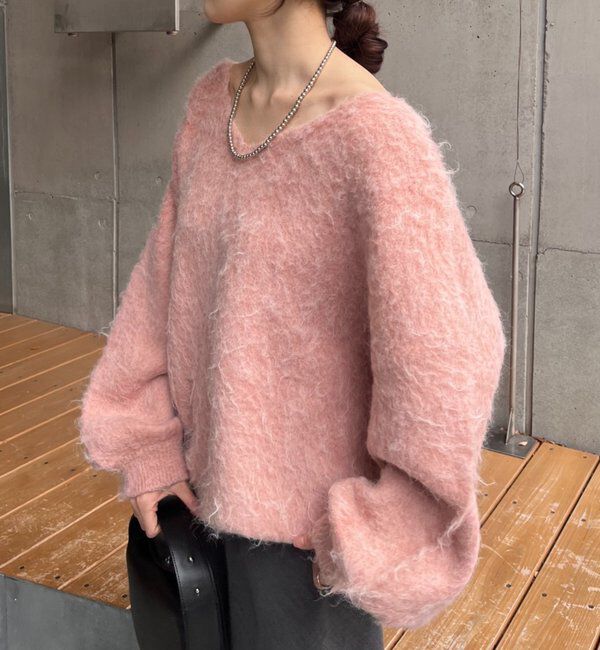  「【4色展開】【着映えニット】シャギーＶネックプルオーバー」|ニット・セーター|