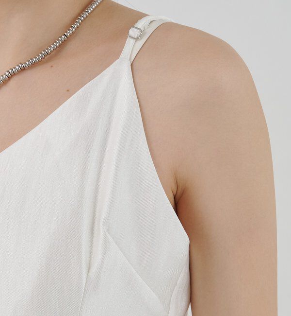  「裾レース切替サテンキャミワンピース」|ワンピース|