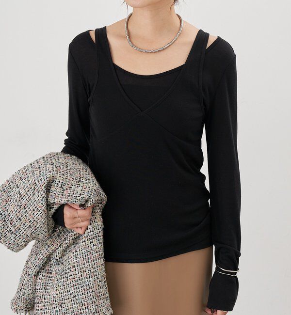  「【26SS予約】ビスチェレイヤードカットソー」|Tシャツ・カットソー|ブラック