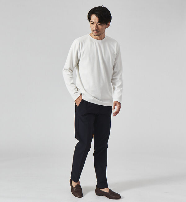 ABAHOUSE「【チェック柄】ジャガード クルーネック 長袖 Tシャツ」|Tシャツ・カットソー|