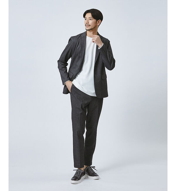 ABAHOUSE「【チェック柄】ジャガード クルーネック 長袖 Tシャツ」|Tシャツ・カットソー|