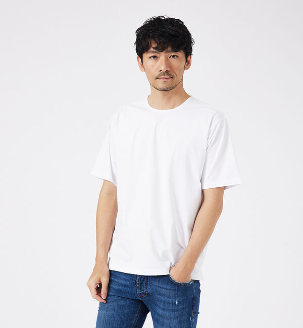ABAHOUSE「【通年生地使用】シルケット天竺 半袖Tシャツ」|Tシャツ・カットソー|ホワイト