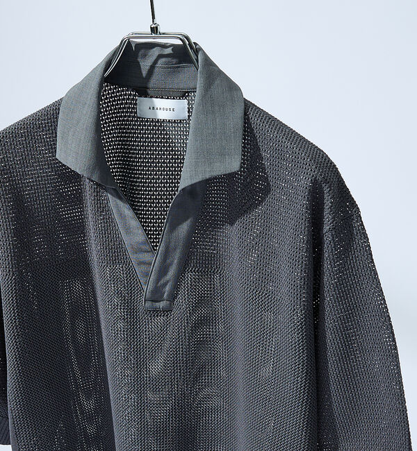 ABAHOUSE「スキッパー メッシュニット ポロシャツ」|ポロシャツ|