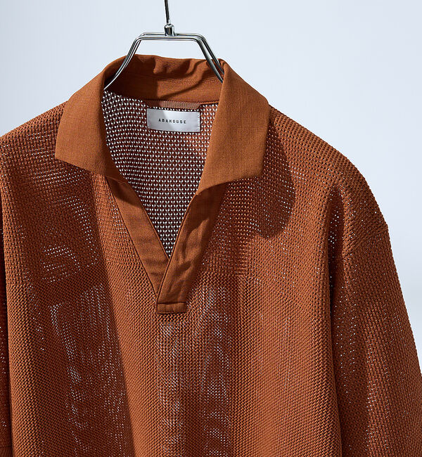 ABAHOUSE「スキッパー メッシュニット ポロシャツ」|ポロシャツ|