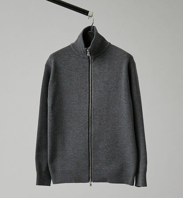 ABAHOUSE「12ゲージ 畦編み ドライバーズニット / ダブルジップ」|ニット・セーター|