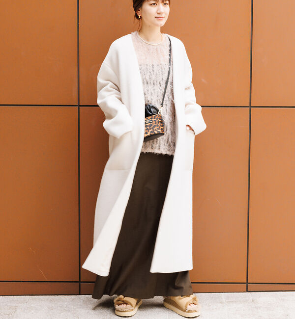 Rouge vif「ノーカラー ロングコート」|ノーカラーコート|