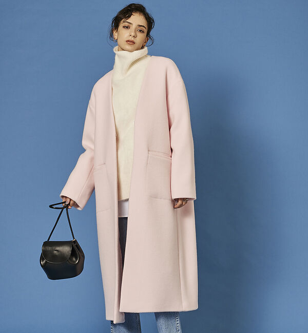 Rouge vif「ノーカラー ロングコート」|ノーカラーコート|