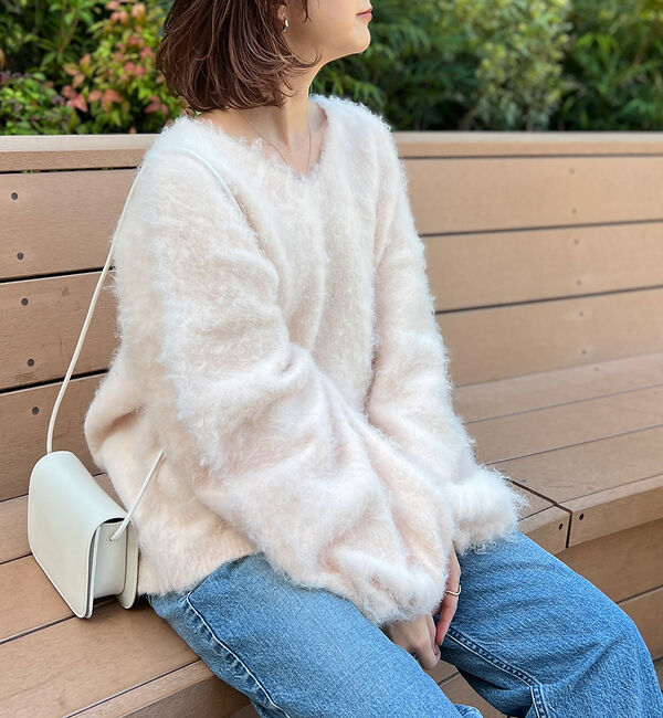 Rouge vif「シャギー ニットプルオーバー◆」|ニット・セーター|ピンクベージュ