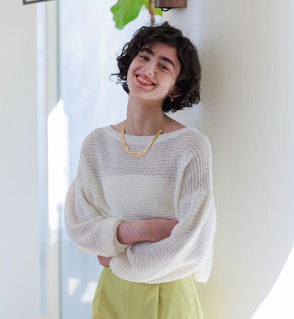 Rouge vif「麻混 変形天竺ニットプルオーバー」|ニット・セーター|