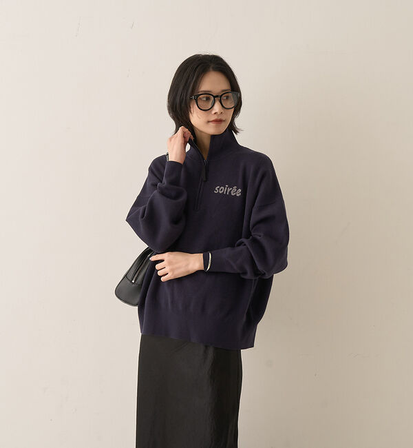 Rouge vif「ハーフジップロゴニットプルオーバー」|ニット・セーター|