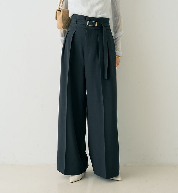 Rouge vif「【一部店舗限定】【3サイズ展開】ベルト付きハイウエストタックパンツ」|その他|