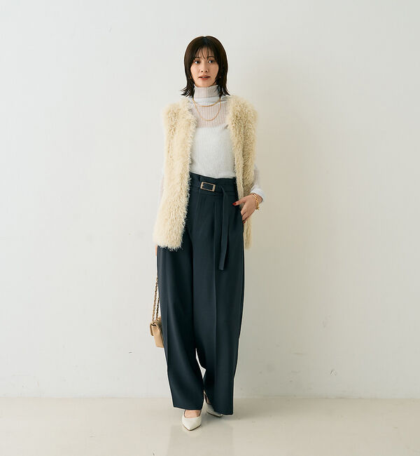 Rouge vif「【一部店舗限定】【3サイズ展開】ベルト付きハイウエストタックパンツ」|その他|