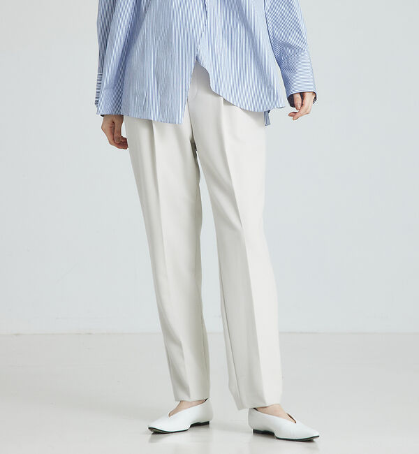 qualite「ダブルクロスセンタープレスパンツ」|その他|グレージュ