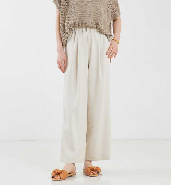 qualite「【セットアップ対応】リネンライクワイドパンツ」|その他|ライトベージュ