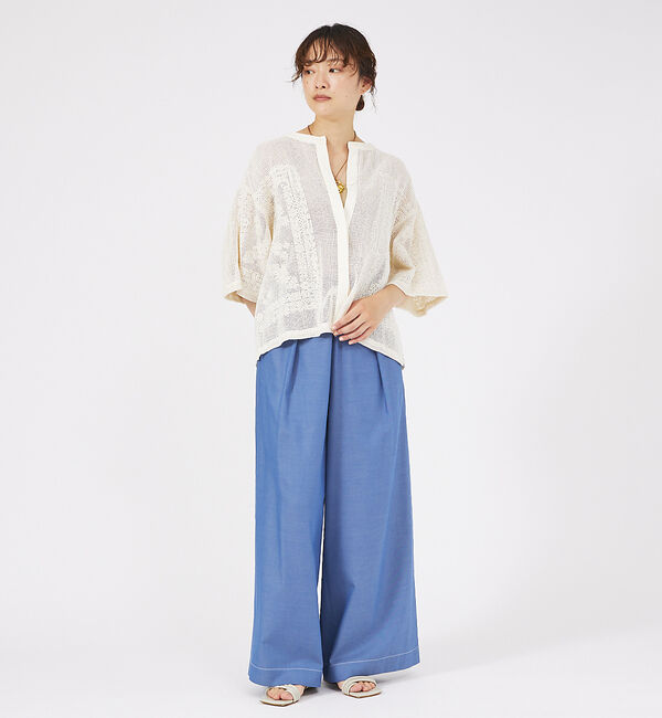 qualite「コットンリヨセルデニムワイドパンツ」|デニム|