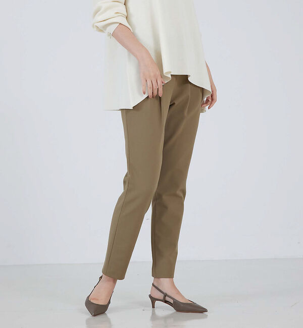 qualite「【ベストセラー】2WAYバックピーチタックパンツ」|スラックス|カーキ