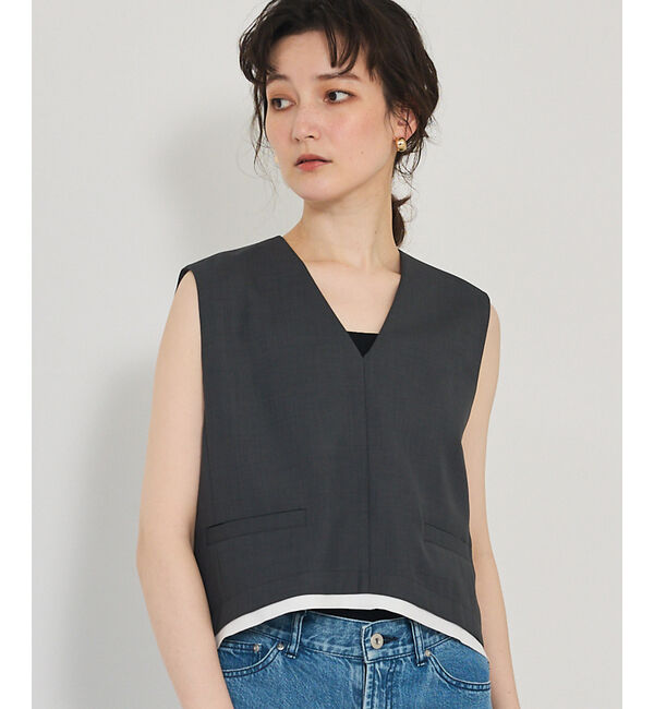 qualite「【接触冷感＆防シワ】ウールライクジレ/セットアップ対応」|ベスト・ジレ|チャコールグレー