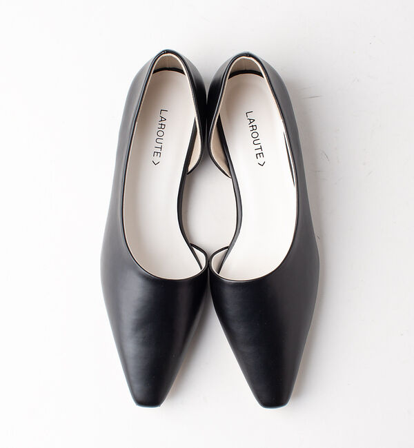 AU BANNISTER「【LAROUTE】サイドオープン フラットパンプス」|パンプス|ブラック