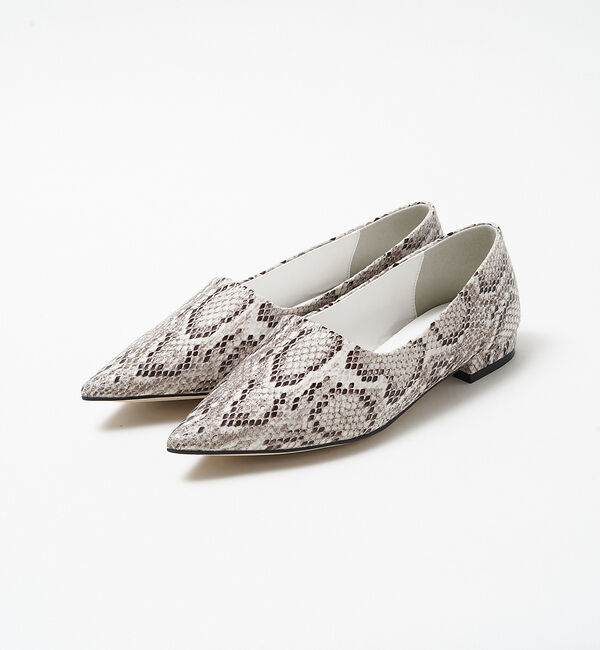 AU BANNISTER「【LAROUTE】ポインテッドトゥ 甲深フラットパンプス」|パンプス|