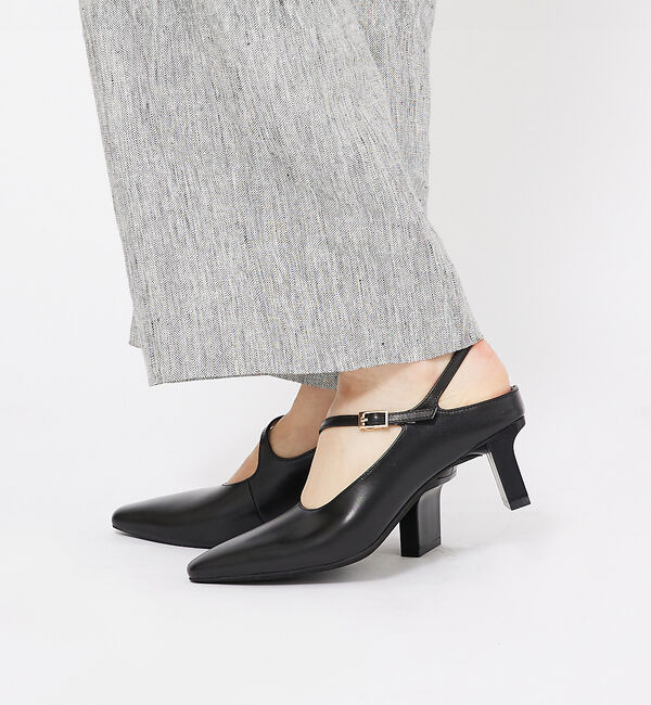 AU BANNISTER「バックオープンストラップパンプス」|サンダル|ブラック