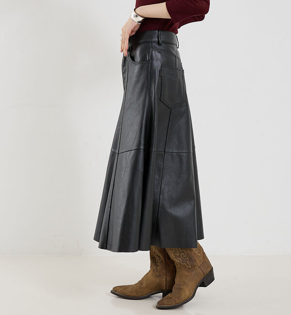 The Store by C' 「【HAIKURE】MID SERENITY LETHER SKIRT／レザースカ」|スカート|