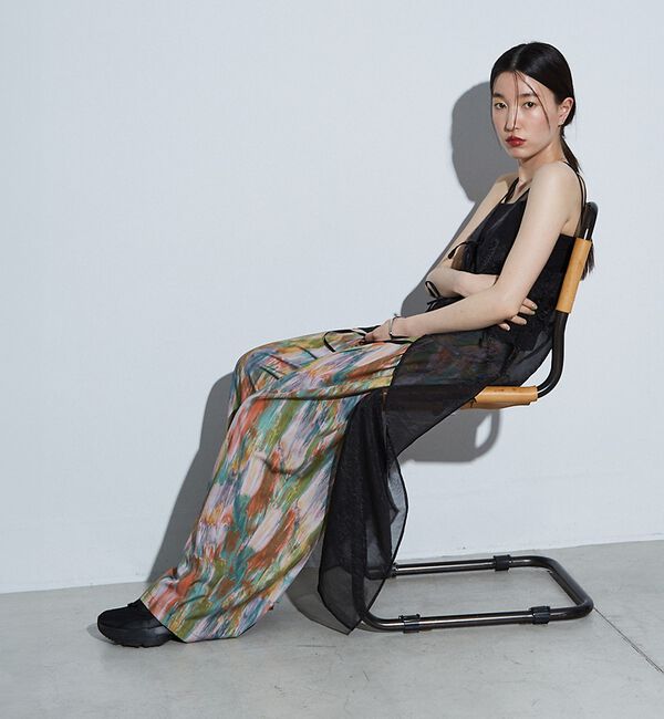 NOMINE「水彩アート ニュアンス柄 タックパンツ」|その他|