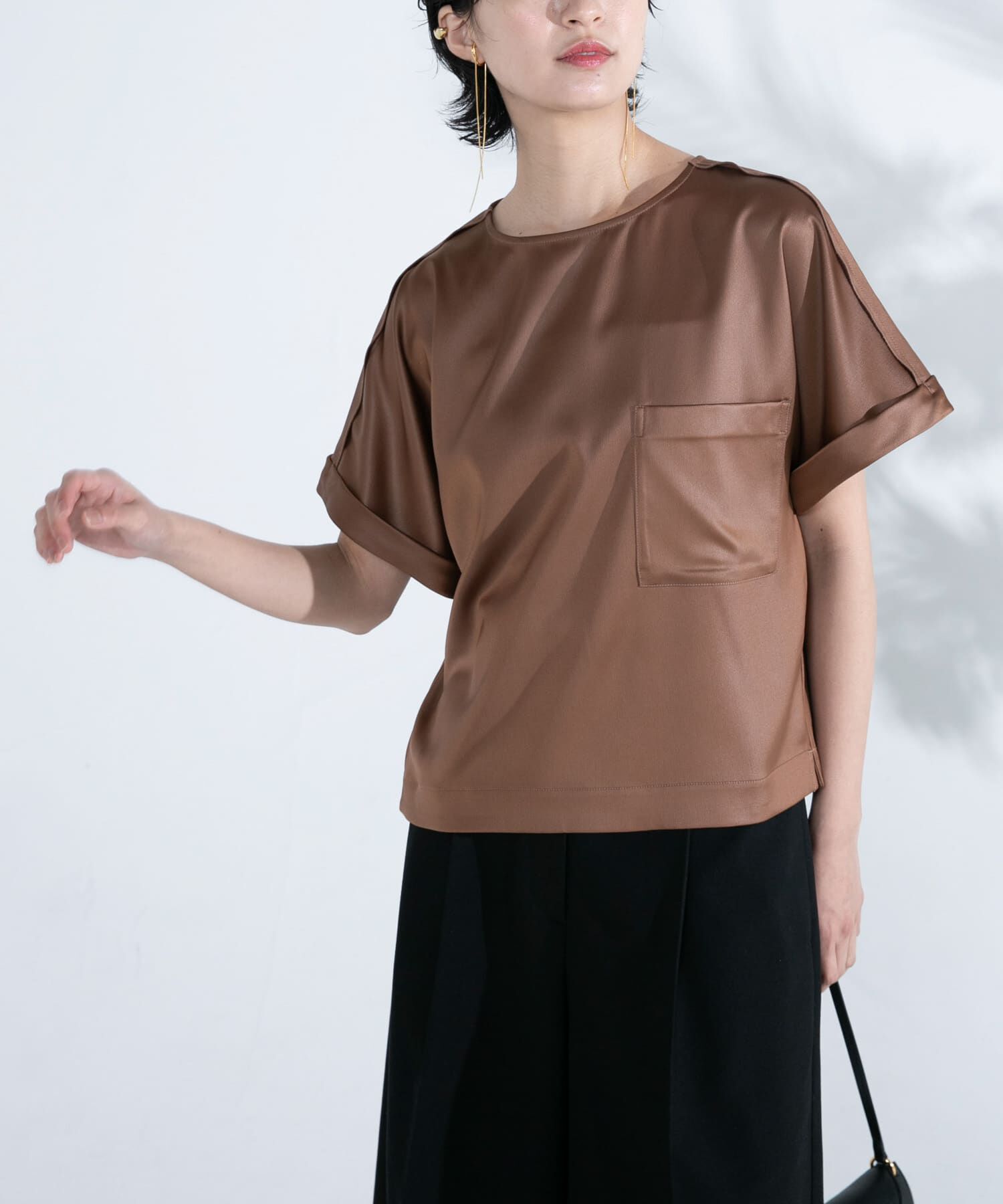 URBAN RESEARCH ROSSO「『WEB/一部店舗限定』ウォッシャブルポケットデザインシャツブラウス」|シャツ・ブラウス|ライトブラウン