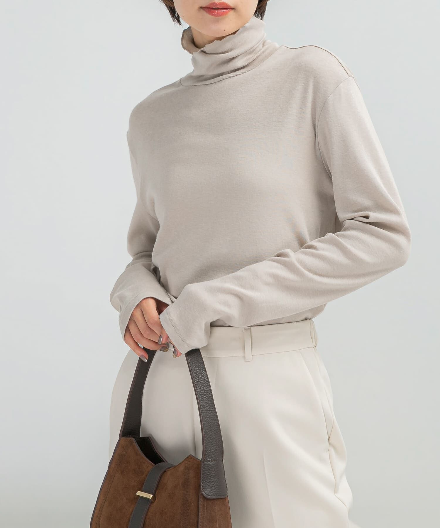 URBAN RESEARCH ROSSO「コットンカシミヤハイネックカットソー」|Tシャツ・カットソー|ベージュ系その他