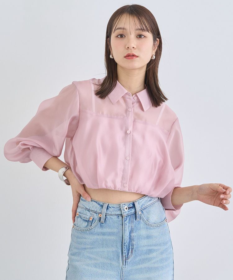 earth music&ecology「バルーンシアーショートシャツ」|シャツ・ブラウス|Pink