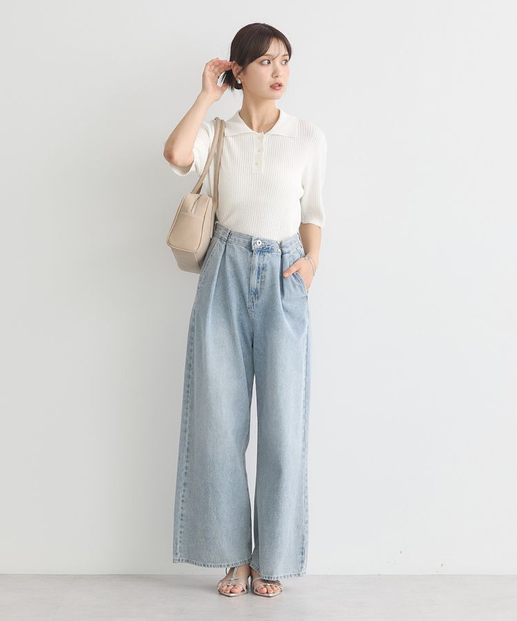 earth music&ecology「半袖ポロニットプルオーバー」|ニット・セーター|