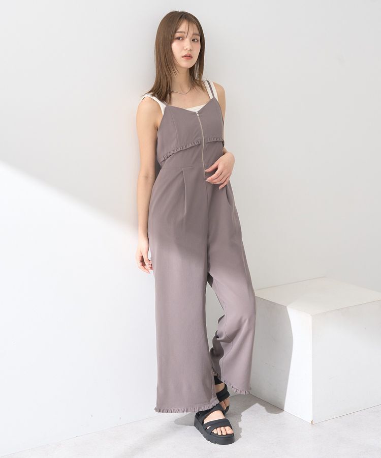 earth music&ecology「ミニフリルフロントジップロンパース」|オールインワン|