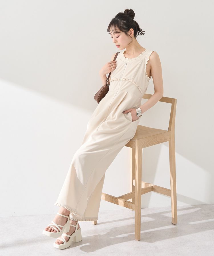 earth music&ecology「ミニフリルフロントジップロンパース」|オールインワン|