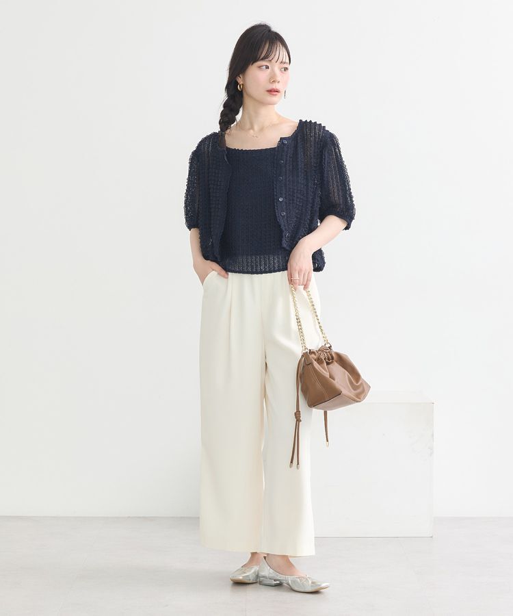 earth music&ecology「ミニフリルカットレースアンサンブル」|カーディガン|