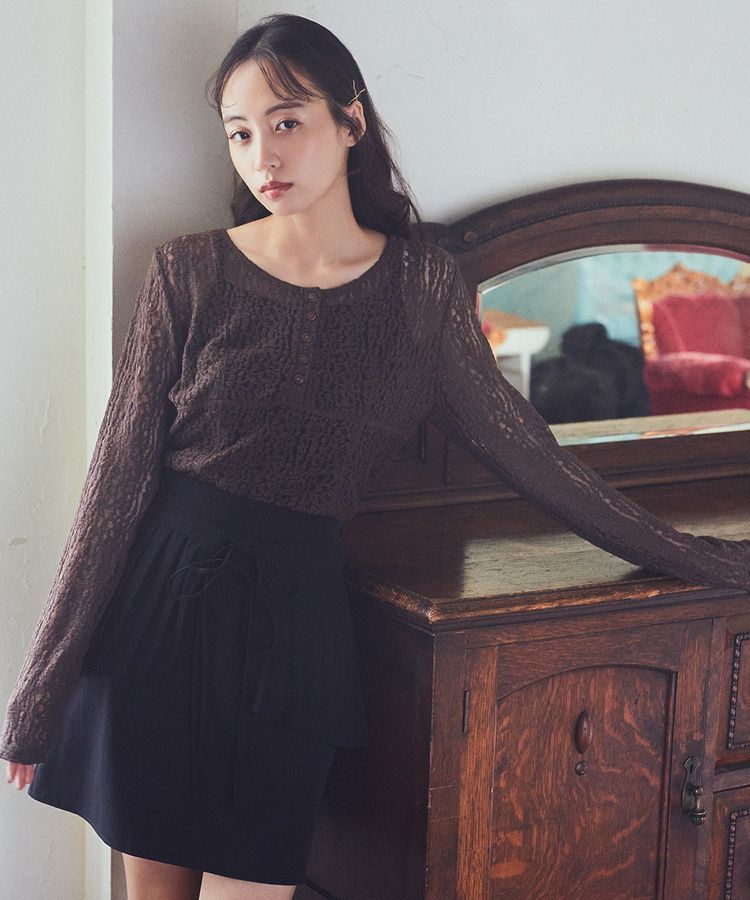 earth music&ecology「フロントボタンレースプルオーバー」|Tシャツ・カットソー|