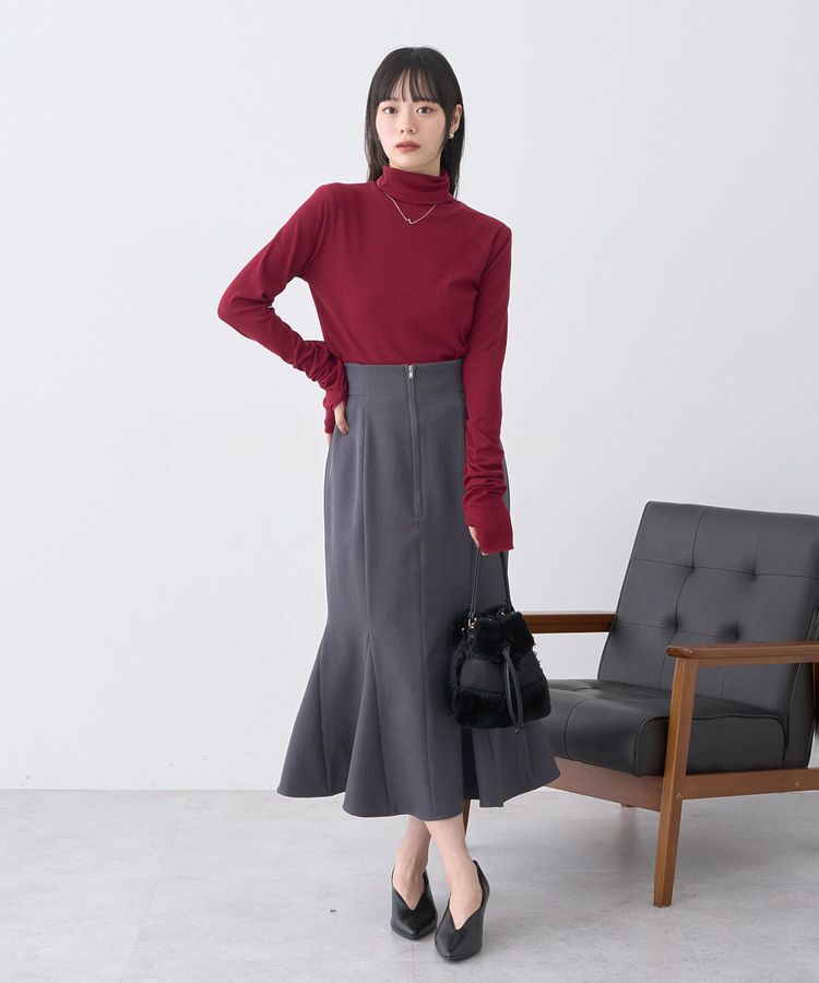 earth music&ecology「フロントジップマーメイドスカート」|タイト|