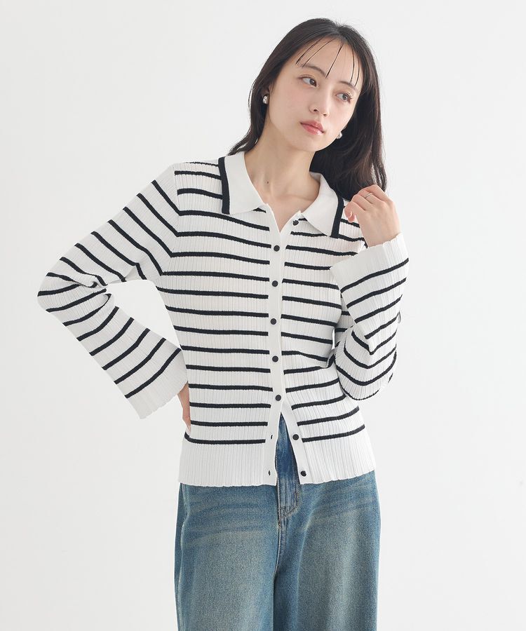 earth music&ecology「レギュラーカラーニットカーディガン」|カーディガン|