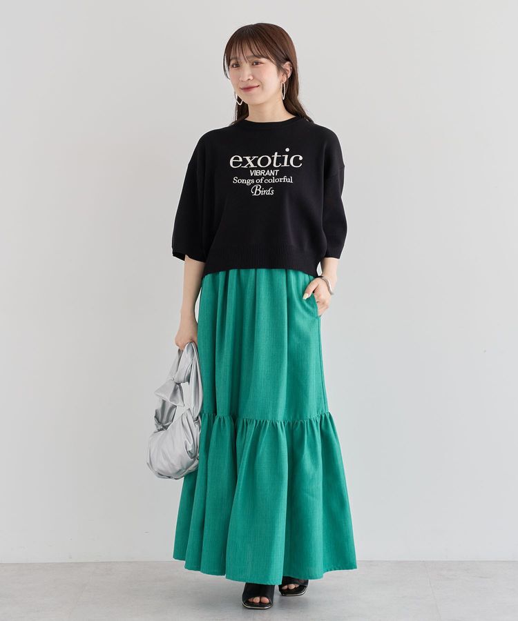 Green Parks「・ELENCARE DUE ロゴ刺繍6分袖ニット」|ニット・セーター|