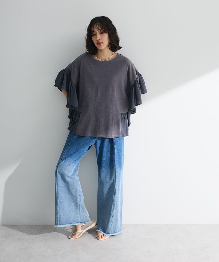 Green Parks「袖フレアドッキングカットプルオーバー」|Tシャツ・カットソー|