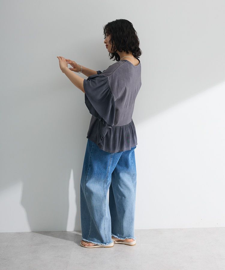 Green Parks「袖フレアドッキングカットプルオーバー」|Tシャツ・カットソー|