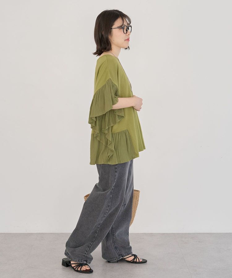 Green Parks「袖フレアドッキングカットプルオーバー」|Tシャツ・カットソー|