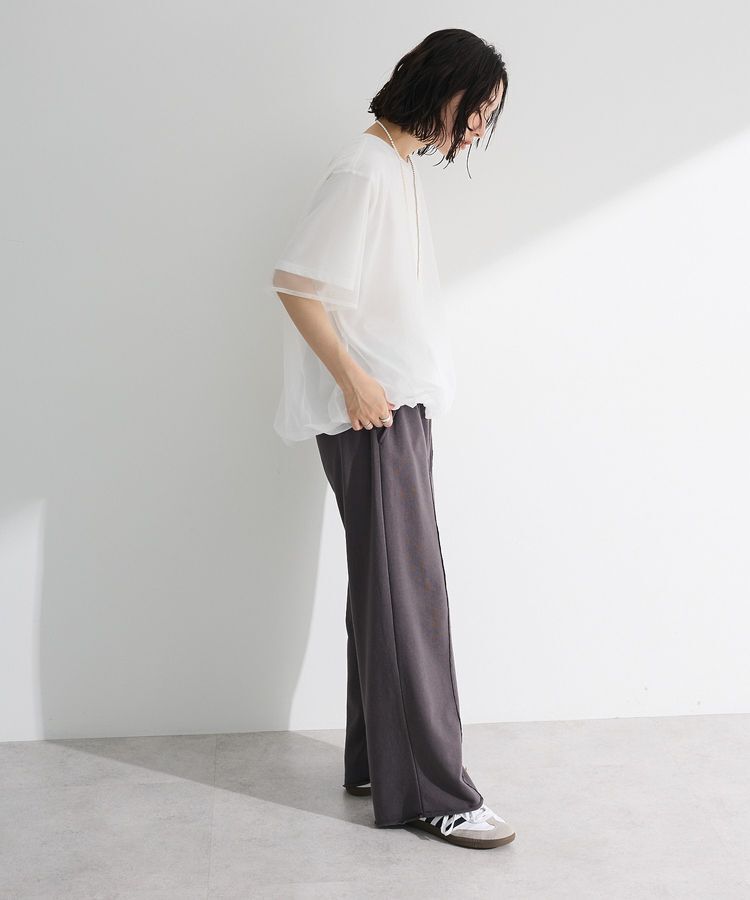 Green Parks「チュールドッキングバルーン5分袖プルオーバー」|Tシャツ・カットソー|