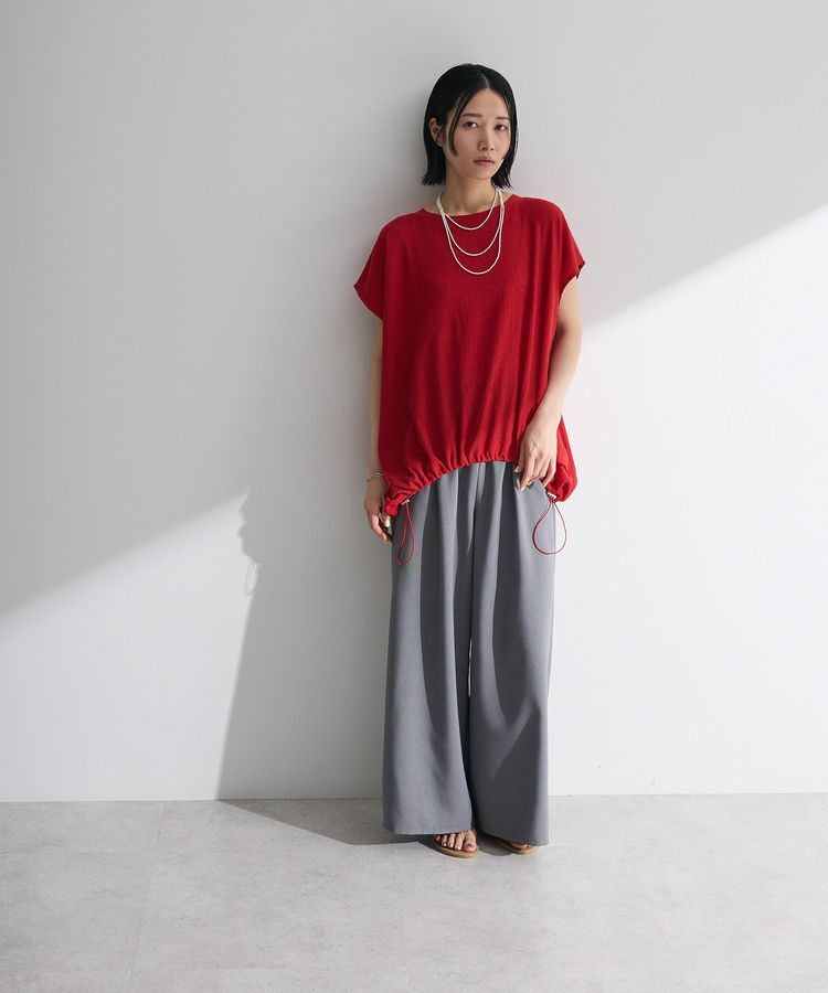 Green Parks「麻調ウエストギャザーフレアワイドパンツ」|その他|