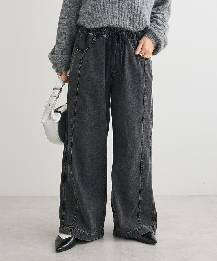 Green Parks「ライトデニムイージーバギーパンツ」|デニム|Black