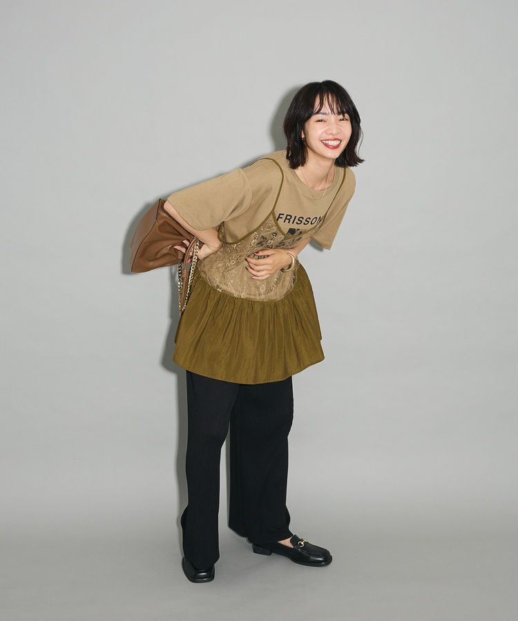 Green Parks「SET2点フォトＴシャツ+レースキャミビスチェ」|Tシャツ・カットソー|