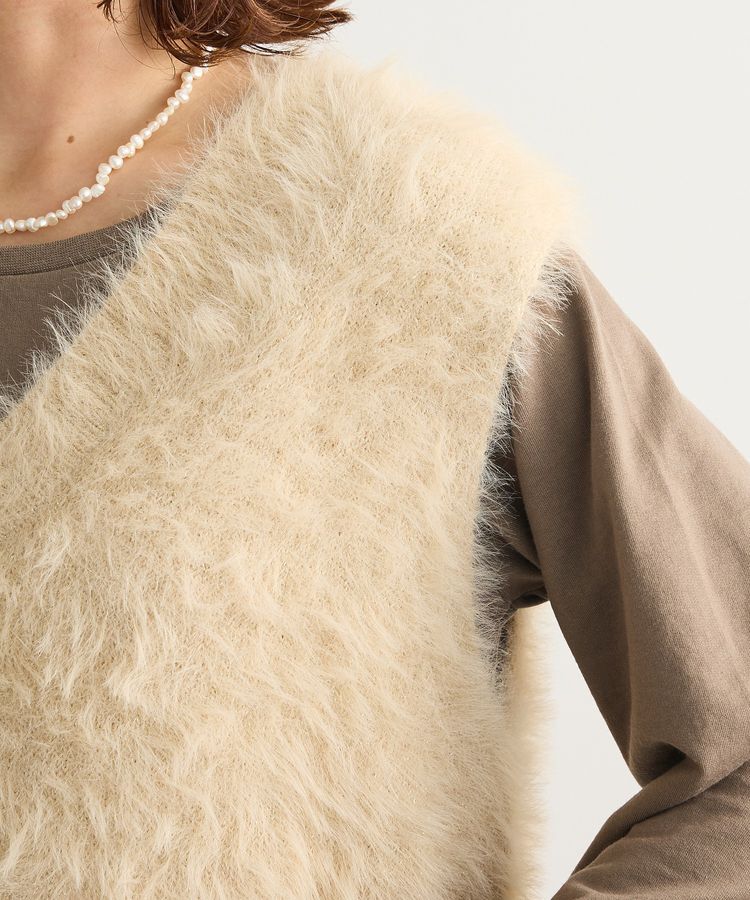 Green Parks「SET2点ラメフェザーベスト+ミニ裏毛ワンピース」|ワンピース|