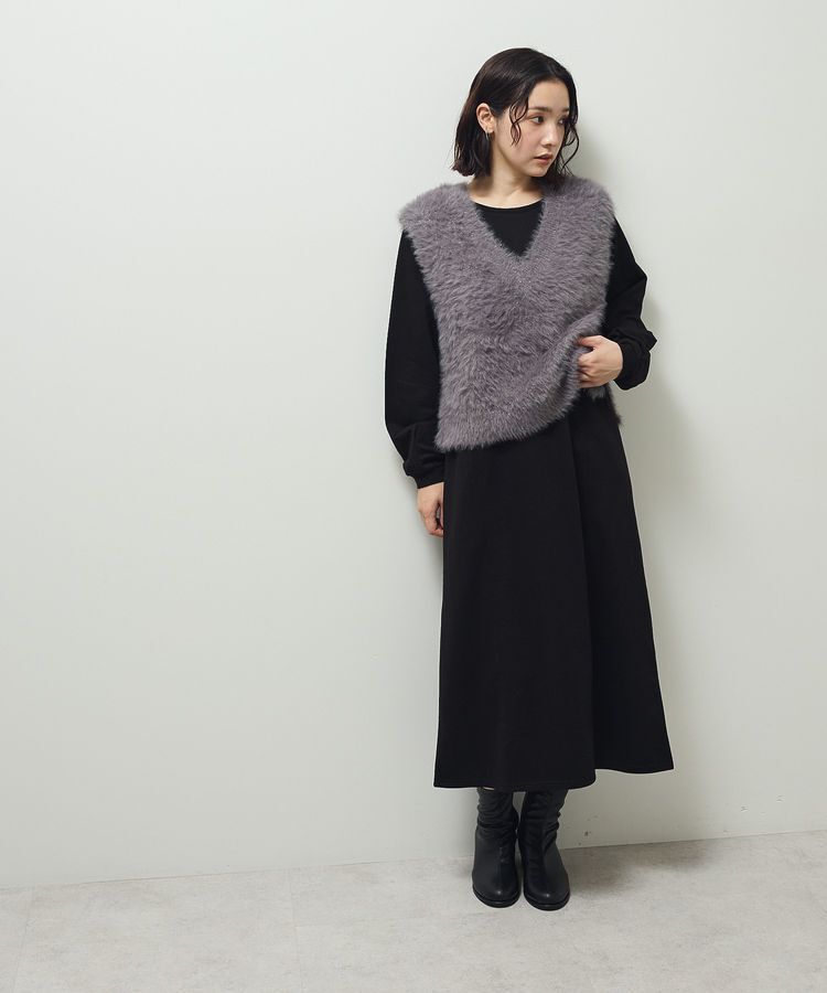 Green Parks「SET2点ラメフェザーベスト+ミニ裏毛ワンピース」|ワンピース|